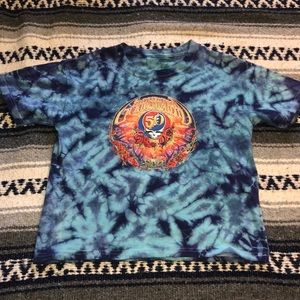 Greatful dead blue tie dye crop top t shirt
